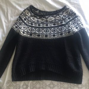 black and white patterned sweater
